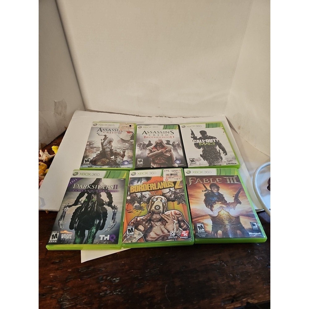 Lot Of 6 Xbox360‎ Games Borderlands Fable Darksider Assassin's Cree Call Of Duty